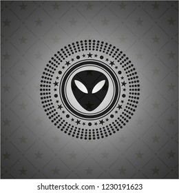 alien icon inside retro style black emblem