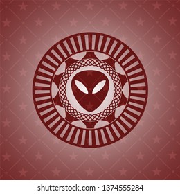 alien icon inside retro style red emblem