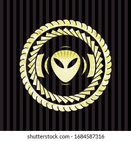 icono alienígena dentro del emblema brillante