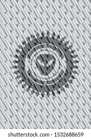 alien icon inside silver emblem or badge. Scales pattern. Vector Illustration. Detailed.