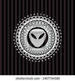 alien icon inside silver shiny badge