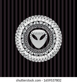 alien icon inside silver shiny emblem