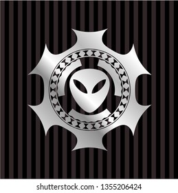alien icon inside silvery shiny emblem