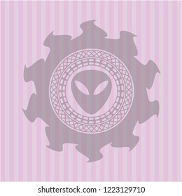 alien icon inside vintage pink emblem