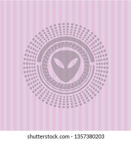 alien icon inside vintage pink emblem