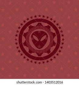 alien icon inside vintage red emblem