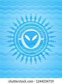 alien icon inside water representation style badge.