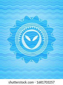 alien icon inside water wave concept style emblem.