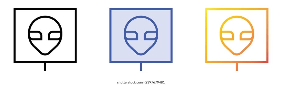 alien icon. Linear, Blue Fill and Gradient Style Design Isolated On White Background