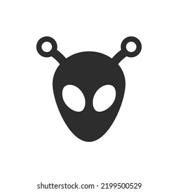 Alien icon. Monochrome black and white symbol