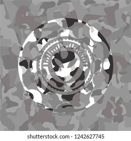 alien icon on grey camo pattern