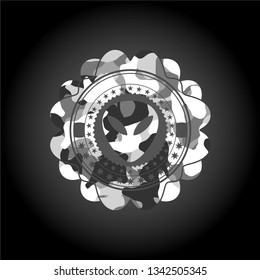 alien icon on grey camo pattern