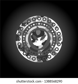 alien icon on grey camo pattern