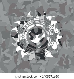 alien icon on grey camo texture