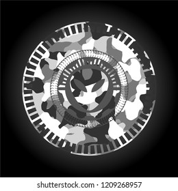 alien icon on grey camouflaged texture