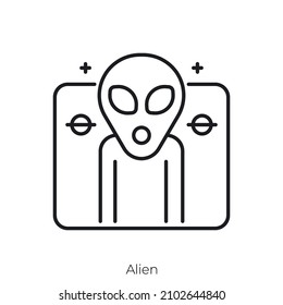 Alien icon. Outline style icon design isolated on white background