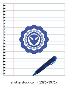 alien icon pen effect. Blue ink. Vector Illustration. Detailed.