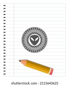 alien icon pencil draw. Vector Illustration. Detailed. 