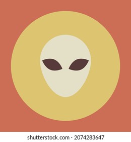 Alien Icon in Retro and Vintage Color Style.
