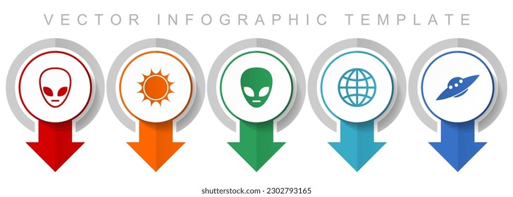 Alien icon set, miscellaneous pointer icons such as star, ufo, space ship and globe for webdesign and mobile applications, modern design infographic vector template