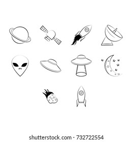 alien icon set outline