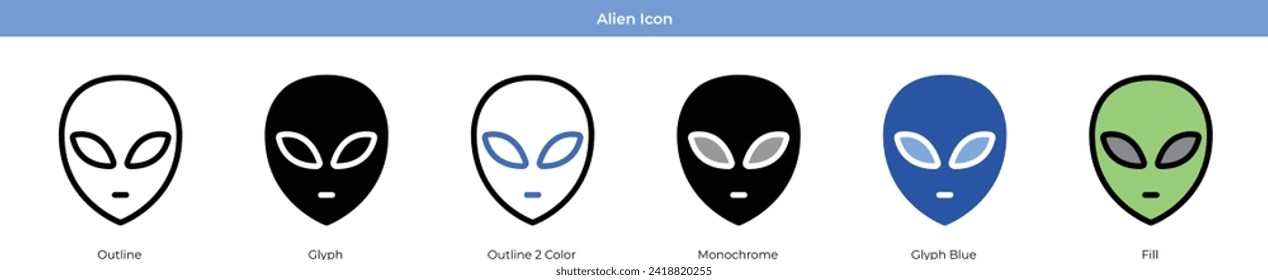 Alien Icon Set Vector Design