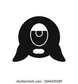 Alien icon in silhouette style. Space illustration with Alien in white background. Element for space design. Science space object.