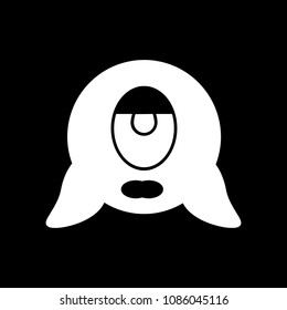 Alien icon. Silhouette Alien vector icon for web design isolated on black background