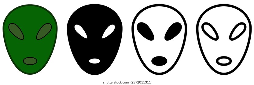 alien icon, simple flat style, logo sign symbol vector illustration pictogram, isolated on white for mobile app