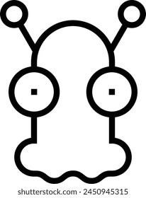 icono alienígena. Diseño de estilo lineal delgado aislado sobre fondo blanco