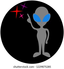 Alien icon. Vector illustration of ufo, alien sign, symbol.