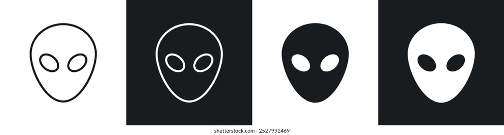 Alien icon vector icon set black filled and outlined style.