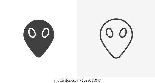 Alien icon vector icon set in black and white color.