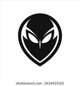 Alien Iconic Logo Silhouette Sci-Fi Vector Illustration