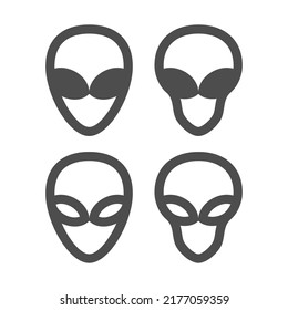 Alien icons. UFO icon. A representative of an alien civilization. Intergalactic flights. Isolated on white.