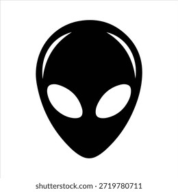 Iconos alienígenas, diseño de Vector. Silueta y colección de icono de trazo. Símbolos de cabeza alienígena icónicos en estilo de silueta en blanco y negro