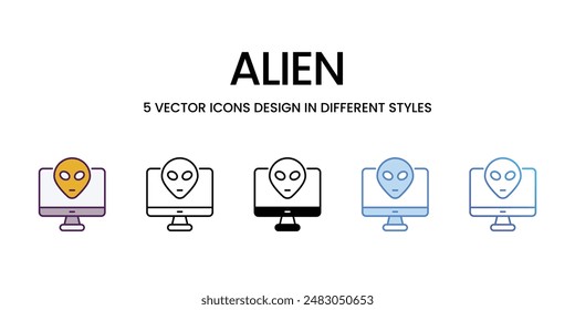 Alien icons vector set stock illustration.