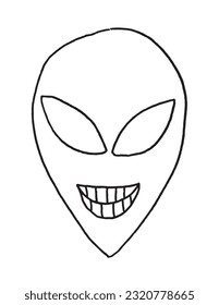 Alien illustration image. 
Hand drawn image artwork of alien. 
Simple cute original logo.
Hand drawn vector illustration for posters, cards, t-shirts.
