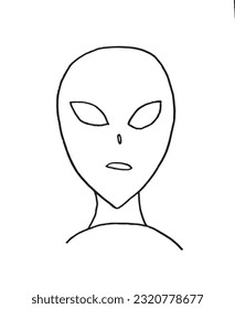 Alien illustration image. 
Hand drawn image artwork of alien. 
Simple cute original logo.
Hand drawn vector illustration for posters, cards, t-shirts.