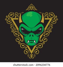 Alien illustration Vector tribal floral frame suitable for printing on T-shirts or making a Logo about Alien