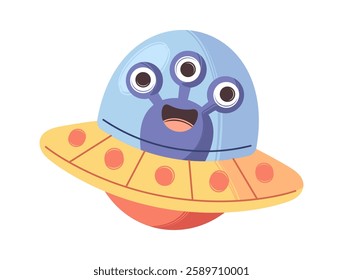 Alien inside space ship flying