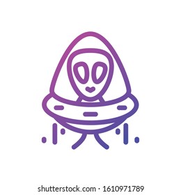 alien inside ufo of Space futuristic cosmos outside universe galaxy astronomy adventure and exploration theme Vector illustration