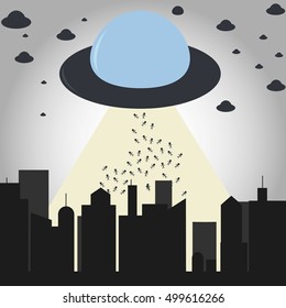 Alien Invasion Cartoon Illustration