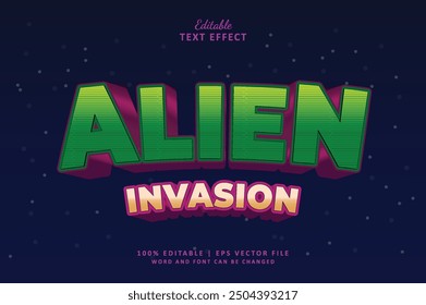 Alien Invasion editable text effect style 3d with space background