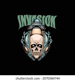 Alien Invasion Illustration Vektordesign