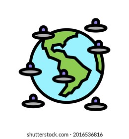 alien invasion of planet color icon vector. alien invasion of planet sign. isolated symbol illustration