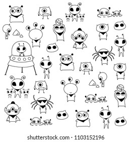 Alien isolated on white, cartoon illustration