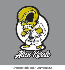 Alien Karate slogan t shirt design