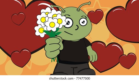 alien kid background in vector format