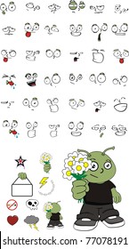 alien kid cartoon set in vector format